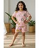 Ninos Dreams Single Jersey Knit Half Sleeves Animals Printed Tee & Shorts Set - Peach