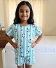 Ninos Dreams Single Jersey Knit Half Sleeves Panda Printed Coordinating Tee & Shorts Night Suit - Light Blue