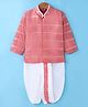 Ridokidz Cotton Woven Full Sleeves Striped Kurta Dhoti Set - Peach