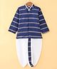 Ridokidz Cotton Woven Full Sleeves Striped Kurta Dhoti Set - Navy Blue