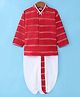 Ridokidz Cotton Woven Full Sleeves Striped Kurta Dhoti Set - Red