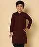 KISAH Blended Woven Full Sleeves Floral Embroidered Kurta - Maroon