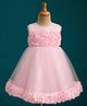 Babyhug Mesh Woven Sleeveless Party Dress with Floral Corsage - Pink