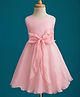 Babyhug Woven Sleeves Solid Color Party Dress with Bow Applique - Peach