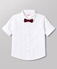 Babyhug Cotton Satin Woven Full Sleeves Pintuck Solid Shirt with Bow - White