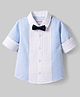 Babyhug Cotton Woven Full Sleeves Printed Pintuck Party Shirt With Bow - White