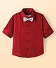 Babyhug Cotton Satin Woven Full Sleeves Pintuck Solid Shirt with Bow - Red