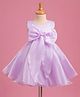 Babyhug Woven Sleeveless Party Dress with Bow Applique Cotton Lining & Pearl Detailing - Purple