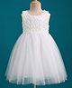 Babyhug Mesh Woven Sleeveless Party Dress with Corsage - White