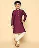 KISAH Cotton Blend Woven Full Sleeves Solid Kurta & Pyjama Set - Magenta