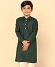 KISAH Cotton Blend Woven Full Sleeves Solid Kurta - Green