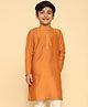 KISAH Cotton Blend Woven Full Sleeves Solid Kurta - Orange