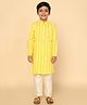 KISAH Cotton Blend Woven Full Sleeves Chevron Printed Kurta & Pyjama Set - Yellow