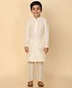 KISAH Cotton Blend Woven Full Sleeves Textured Kurta & Pyjama Set - Off White