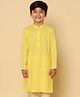 KISAH Cotton Blend Woven Full Sleeves Striped Kurta - Yellow