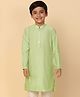 KISAH Cotton Blend Woven Full Sleeves Solid Kurta - Green