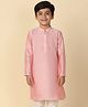 KISAH Cotton Blend Woven Full Sleeves Solid Kurta - Baby Pink