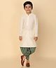 KISAH Cotton Blend Woven Full Sleeves Solid Kurta Dhoti Set - Off White