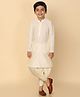 KISAH Cotton Blend Woven Full Sleeves Solid Kurta Dhoti Set - Off White