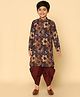 KISAH Cotton Blend Woven Full Sleeves Abstract Printed Kurta & Dhoti Set - Multicolor