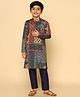 KISAH Cotton Blend Woven Full Sleeves Abstract Printed Kurta & Pyjama Set - Multi Colour