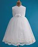 Babyhug Mesh Woven Sleeveless 5 Layer Embroidered Party Gown with Yoke Pleating & Corsage Detailing - White