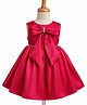 Babyhug Woven Sleeveless Party Dress with Bow Detailing & Cotton Lining - Dark Pink