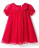 Babyhug Mesh Woven Half Sleeves Fit & Flare Party Peter Pan Collared Frock With Swiss Dot Detailing - Red