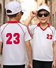 Arias 100% Cotton Knit Half Raglan Sleeves Polo  T-Shirt with Front & Back Number Print - White