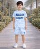 Unicorns Cotton Knit Half Sleeves Holiday Champ Text  Printed Tie Dye Tee & Shorts Set - Blue