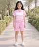 Unicorns Cotton Knit Half Sleeves Chill Text Printed Tie Dye Tee & Shorts Set - Pink