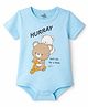 Doodle Poodle 100% Cotton Interlock Knit Half Sleeves Onesie With Bear Ride Print - Blue