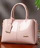 Carrylux 3 Compartment Solid Sling Satchel Purse - Pink