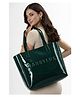 Carrylux Women Brand Logo Printed Shopper Tote Bag  Green
