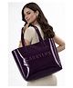 Carrylux Women Brand Logo Printed Shopper Tote Bag  Wine
