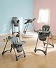 BAYBEE High Chair for Baby, 6-Level Height Adjustable with Reclining Backrest, 5-Point Safety Harness, Double Removable Tray, Footrest & Lockable Wheels - Grey