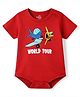 Doodle Poodle 100% Cotton Interlock Knit Half Sleeves  Onesie With Aeroplane Print - Red