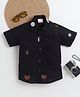 BAATCHEET Cotton Woven Half Sleeves Abstract Embroidered Shirt - Black