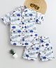 BAATCHEET Cottton Woven Half Sleeves Beach Theme Printed Coordinating Shirt & Shorts Set - Green
