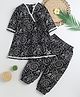 BAATCHEET Cotton Woven Three Fourth Sleeves Tribal Printed Angrakha Style Kurta & Patiala Set - Black