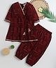 BAATCHEET Cotton Woven Three Fourth Sleeves Chevron  Printed Angrakha Style Kurta & Patiala Set - Red