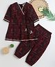 BAATCHEET Cotton Woven Three Fourth Sleeves Tribal Printed Angrakha & Pyjama Set - Maroon