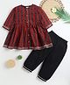 BAATCHEET Cotton Woven Three Fourth Sleeves Abstract Printed Rajasthani Kurti & Pant Set - Red