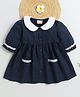 BAATCHEET Cotton Woven Three Fourth Sleeves Checked Dress - Blue