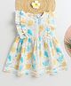 BAATCHEET Cotton Woven Sleeveless Leaves Printed Dress  - Off White