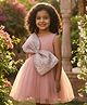 TOONYPORT Net Woven Sleeveless Glittered Bow Applique Detailed Dress - Beige
