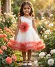 TOONYPORT Net Woven Sleeveless Floral Applique Detailed Dress - Orange