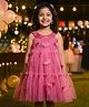 TOONYPORT Net Woven Sleeveless Butterfly & Floral Applique Detailed Dress - Pink