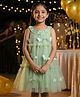 TOONYPORT Net Woven Sleeveless Butterfly & Floral Applique Detailed Dress - Green