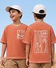 Arias 100% Cotton Knit Half Sleeves T-Shirt with Front & Back Surfing Print - Rust Orange